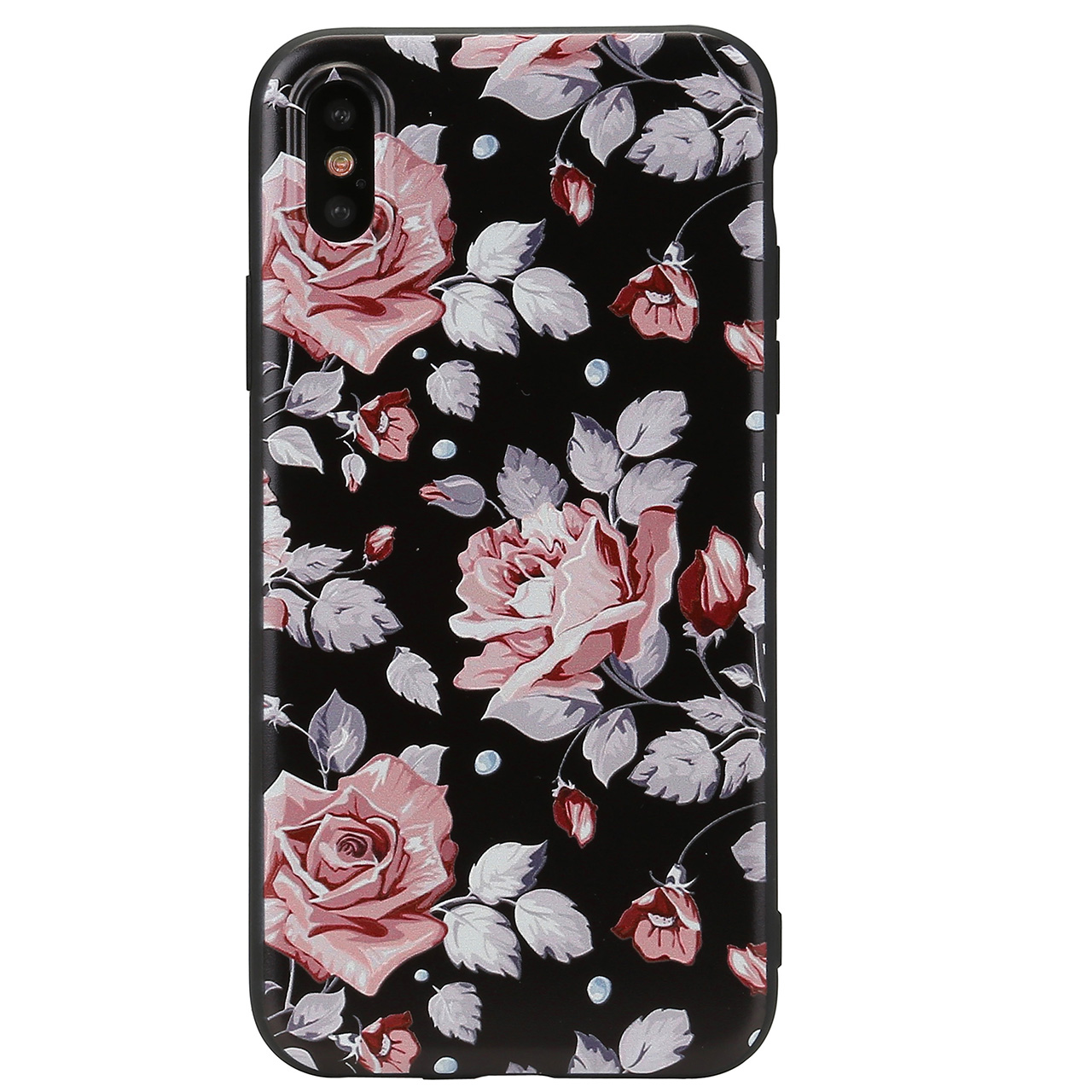 ACBungji iPhone X case Embossment Print Lightweight Soft Flexible TPU Protective Cover Case for iPhone X -Pink Peony