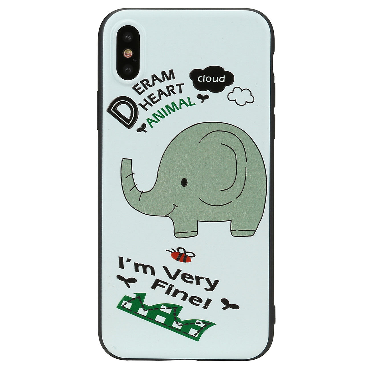 ACBungji iPhone X case Embossment Print Lightweight Soft Flexible TPU Protective Cover Case for iPhone X -Elephant