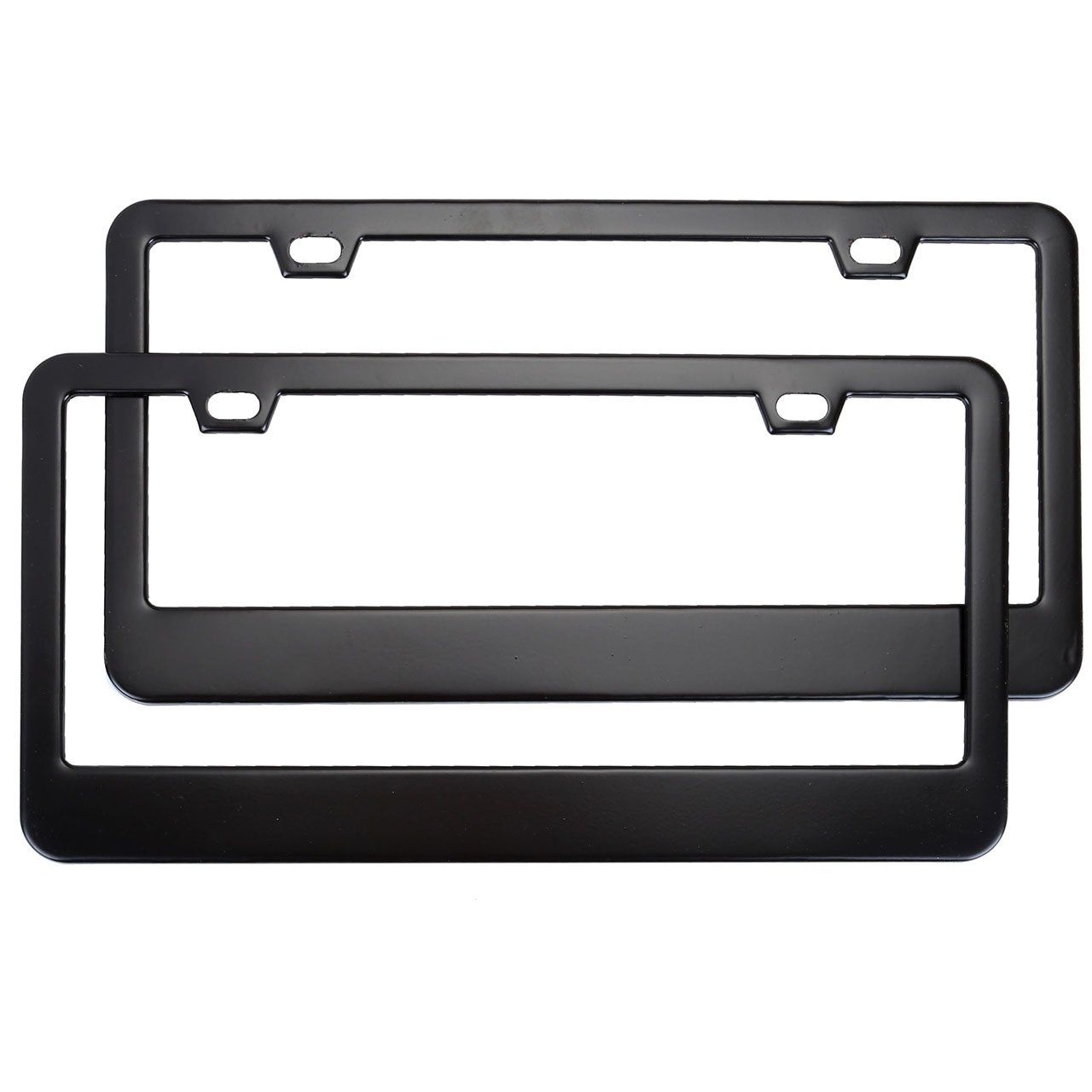ACBungji Car Stainless Steel Black Front Rear License Plate Frame Set 2-Hole (pack of 2)